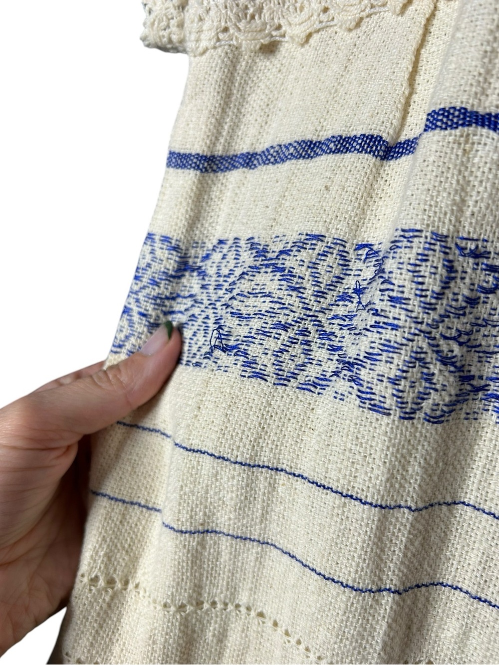 Vintage Handmade Oaxaca Embroidered Bird Huipil Boho Cotton Top - Picture 4 of 15